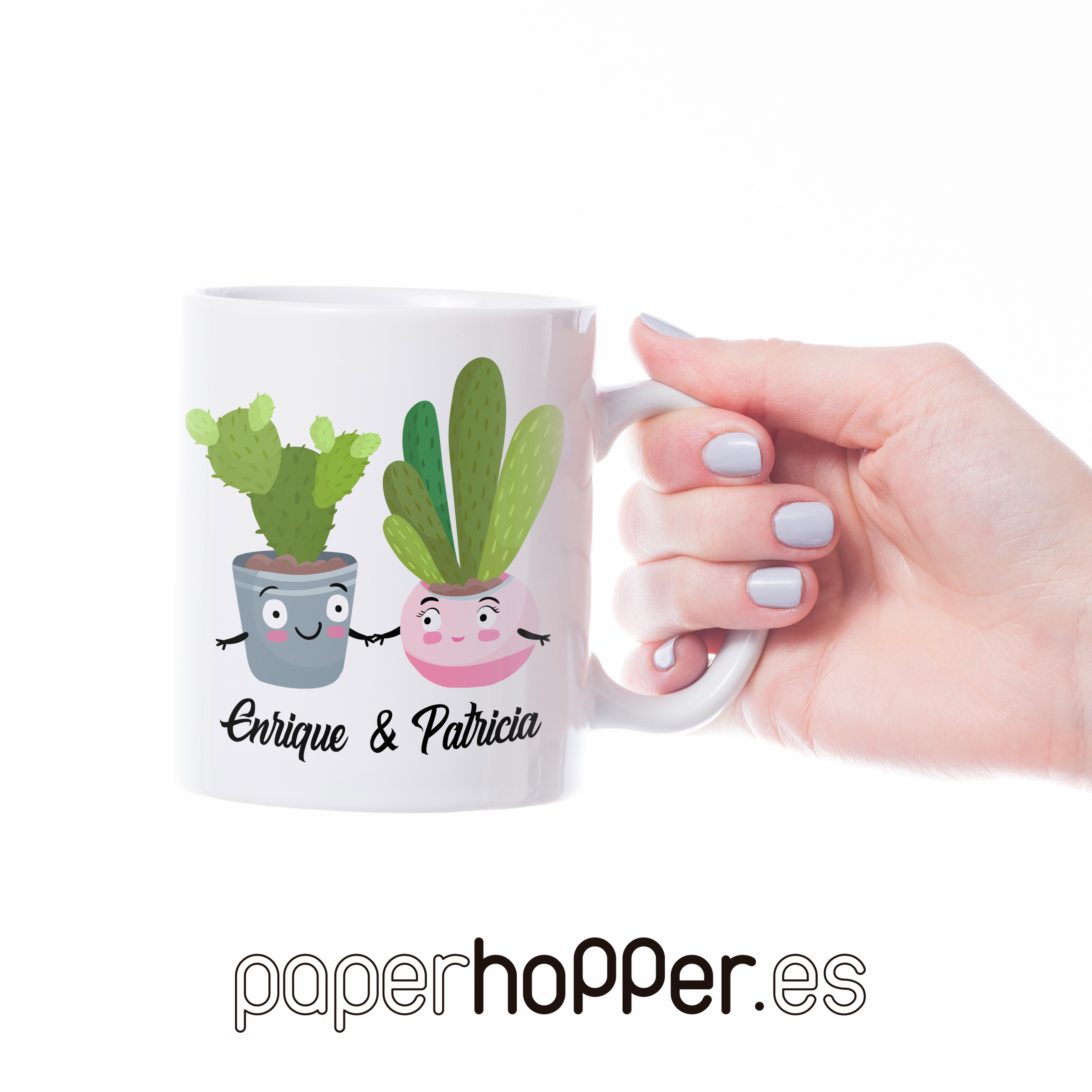 Producto Dispuesto Panadería Taza Cerámica Blanca Cactus - Paperhopper